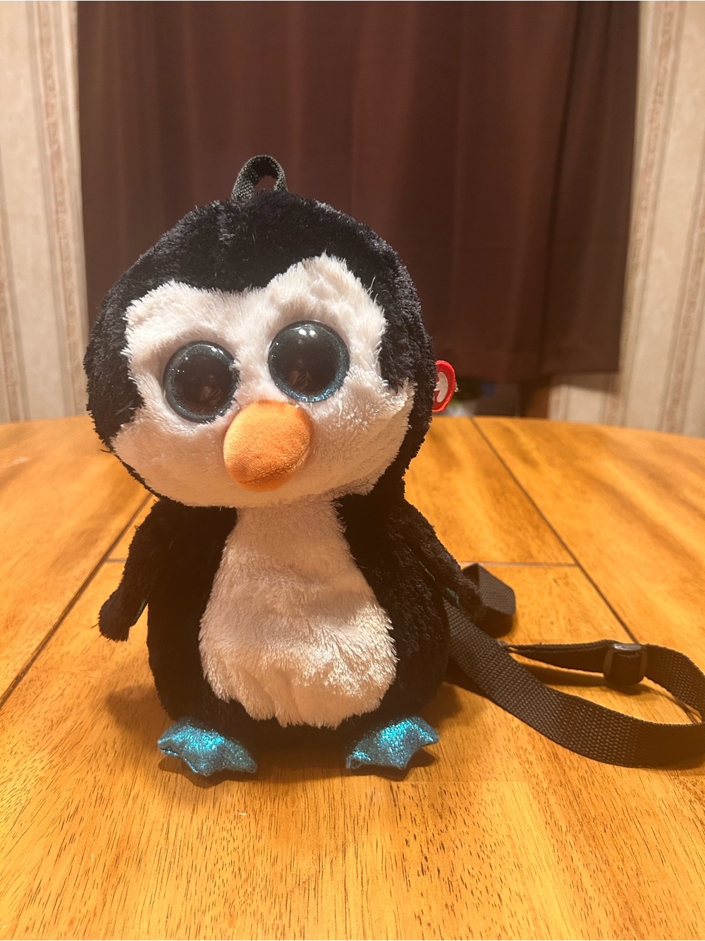 Ty Plush Penguin Kids Backpack - Black, White, Blue